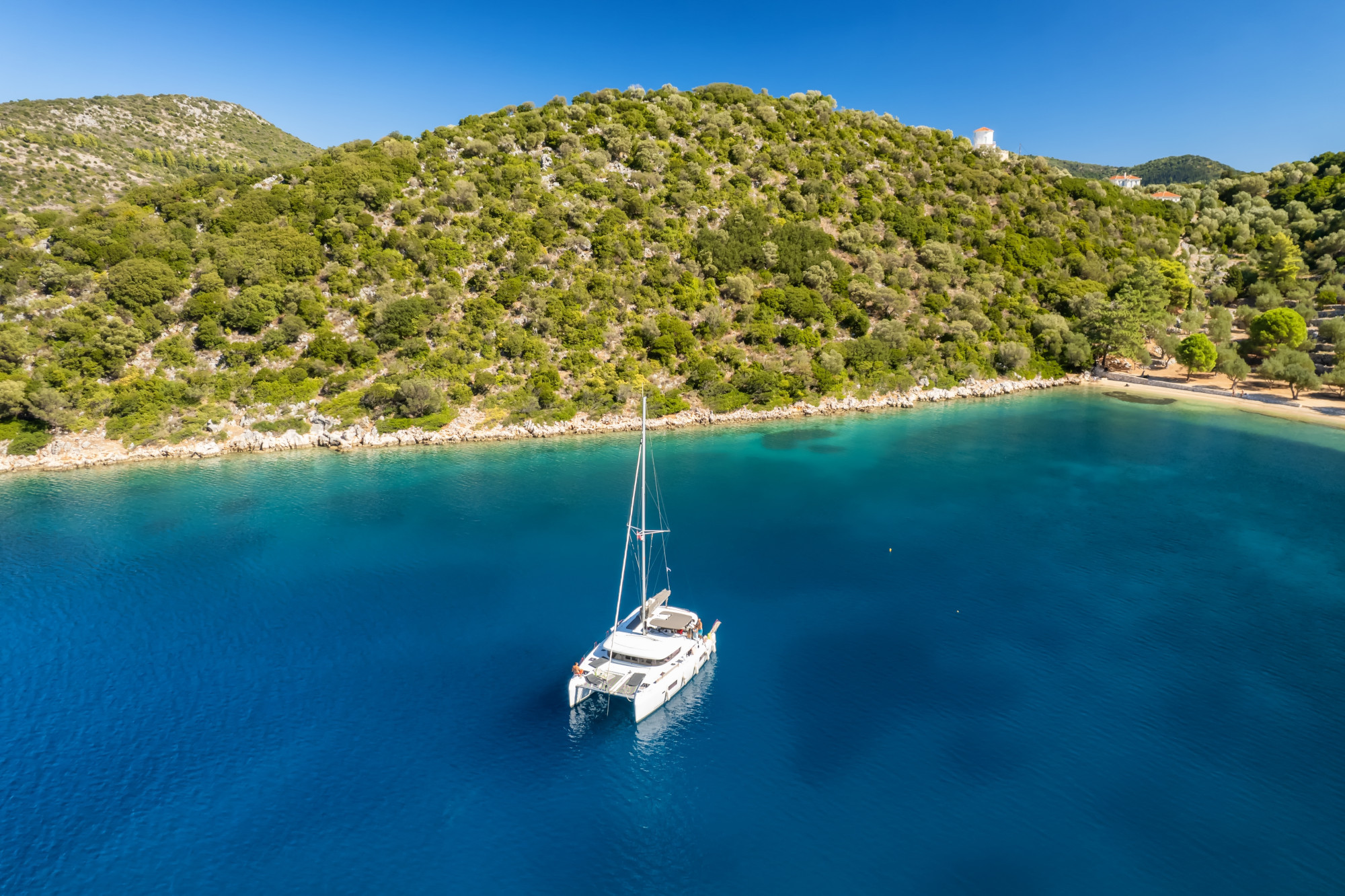 Catamaran in a bay